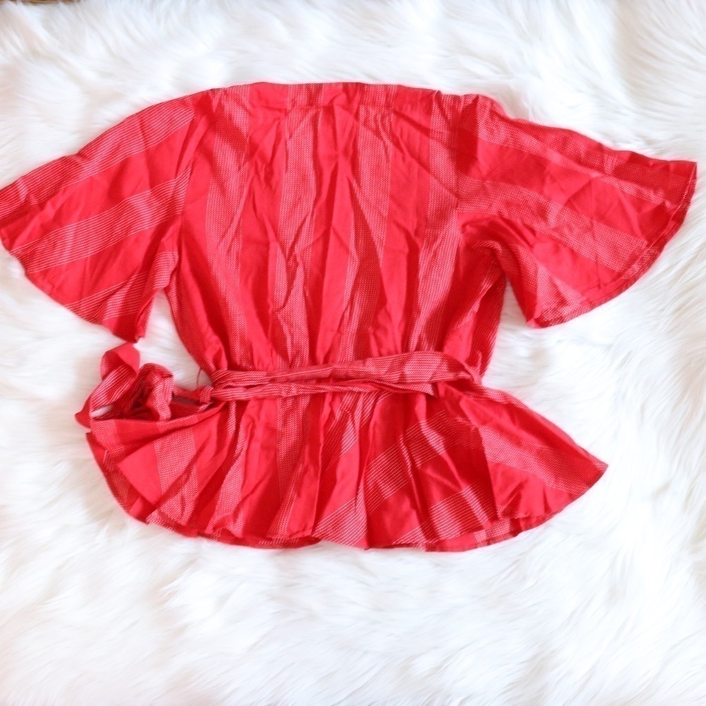 NEW Loft Blouse Red Short Sleeve Size Small Petite - Picture 8 of 9